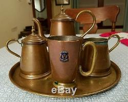 Vtg KDM Daalderop Kiel Brass Copper Coffee Tea Set Sugar Creamer Cup Scotland
