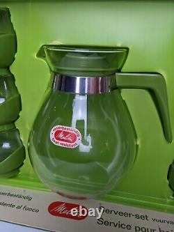 Vtg Melitta Drink Beverage Coffee Service Set in Box Avocado Green MCM Atomic