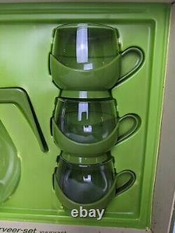 Vtg Melitta Drink Beverage Coffee Service Set in Box Avocado Green MCM Atomic