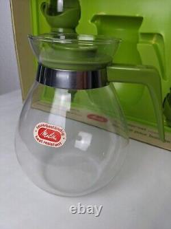 Vtg Melitta Drink Beverage Coffee Service Set in Box Avocado Green MCM Atomic