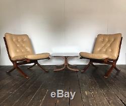 Vtg Mid Century Leather Set Of 2 Chairs Armchairs & Coffee Table Danish Design Vtg Mid Century Leather Set Of 2 Chairs Armchairs & Coffee Table Danish Design