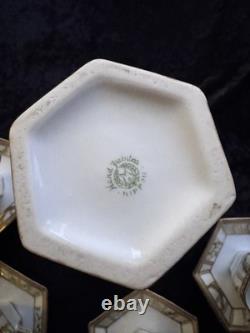 Vtg Noritake Gold Moriage Coffee/Chocolate Pot Demitasse Set 4 Cups & 5 Saucers