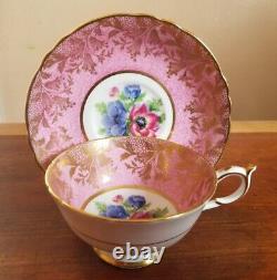 Vtg PARAGON CHINA TEACUP & SAUCER DOUBLE WARRANT RED & BLUE POPPIES A2136 / 4
