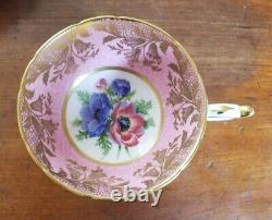 Vtg PARAGON CHINA TEACUP & SAUCER DOUBLE WARRANT RED & BLUE POPPIES A2136 / 4