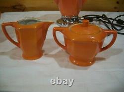 Vtg Royal Rochester Porcelain Coffee Percolator Set Ohio Ohio Orange 20's Works