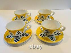 WILLIAMS SONOMA Vintage Nantucket Floral Breakfast Cups & Saucers- Set of 7