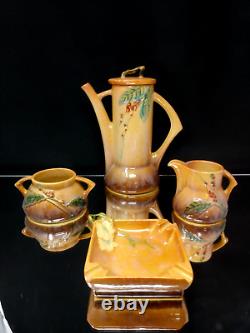 WINCRAFT by Roseville 250 Coffee Set APRICOT Pot Creamer Sugar Ashtray VINTAGE