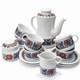 Wawel Lowicz Polish Porcelain Coffee Set Folk Bird Pattern Vintage 1970s Bright
