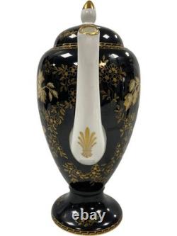 Wedgwood Black And Gold Coffee Set Vintage Pot Sugar Bowl And Creamer (GGR)