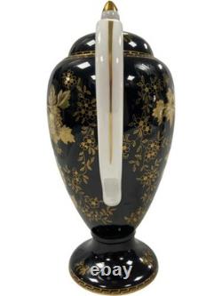 Wedgwood Black And Gold Coffee Set Vintage Pot Sugar Bowl And Creamer (GGR)
