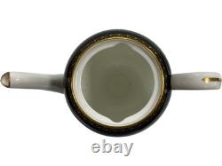 Wedgwood Black And Gold Coffee Set Vintage Pot Sugar Bowl And Creamer (GGR)
