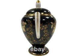 Wedgwood Black And Gold Coffee Set Vintage Pot Sugar Bowl And Creamer (GGR)
