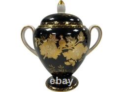 Wedgwood Black And Gold Coffee Set Vintage Pot Sugar Bowl And Creamer (GGR)