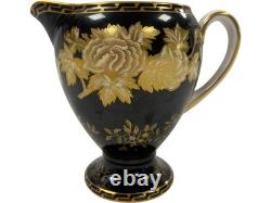 Wedgwood Black And Gold Coffee Set Vintage Pot Sugar Bowl And Creamer (GGR)