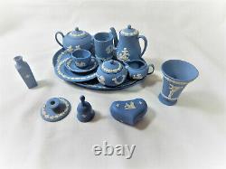 Wedgwood Blue Jasper Miniature Tea Coffee set plus extras Vintage