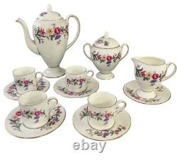 Wedgwood Devon Sprays Bone China Floral Coffee Set 12 Piece Vintage