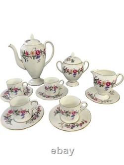 Wedgwood Devon Sprays Bone China Floral Coffee Set 12 Piece Vintage