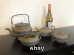 Wedgwood Drabware Jasperware Tea & Coffee Set of Four Rare Vintage