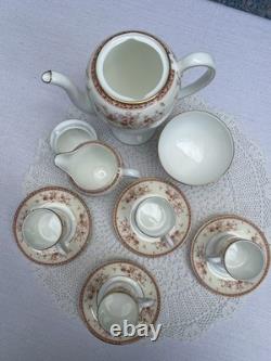 Wedgwood Malabar Fine Bone China Coffee Tea Set Pot Cups Creamer Bowl Vintage