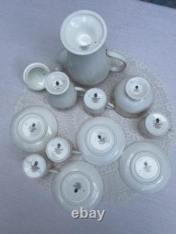 Wedgwood Malabar Fine Bone China Coffee Tea Set Pot Cups Creamer Bowl Vintage