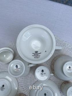 Wedgwood Malabar Fine Bone China Coffee Tea Set Pot Cups Creamer Bowl Vintage