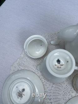 Wedgwood Malabar Fine Bone China Coffee Tea Set Pot Cups Creamer Bowl Vintage
