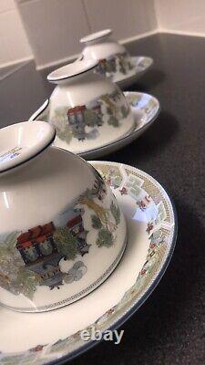 Wedgwood Set Of 5 Chinese Legend Small Coffee /Tea Cup & Saucer Vintage