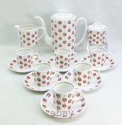 Wedgwood Susie Cooper Apple Gay 15 Piece Coffee / Espresso Set Vintage 1960s