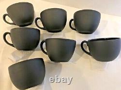 Wedgwood Vintage Black Basalt Jasperware Coffee/Tea Set of 7 made in England