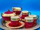 Wedgwood Whitehall Ruby Powder Vintage Porcelain Espresso Coffee Set 10 Pieces