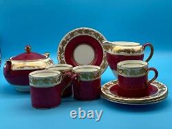 Wedgwood Whitehall Ruby Powder Vintage Porcelain Espresso Coffee Set 10 Pieces