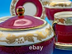 Wedgwood Whitehall Ruby Powder Vintage Porcelain Espresso Coffee Set 10 Pieces