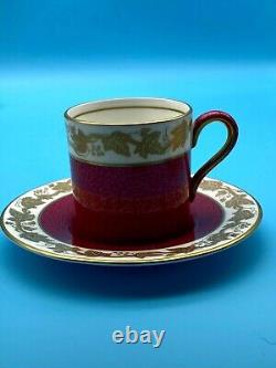 Wedgwood Whitehall Ruby Powder Vintage Porcelain Espresso Coffee Set 10 Pieces