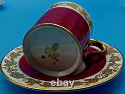 Wedgwood Whitehall Ruby Powder Vintage Porcelain Espresso Coffee Set 10 Pieces