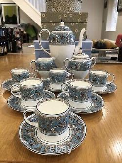 Wedgwood turquoise florentine Complete Coffee Vintage Set Exquisite