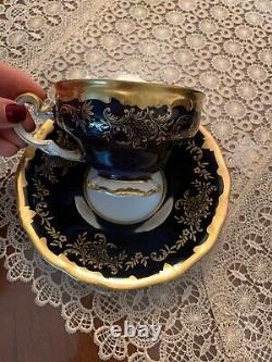 Weimar KATHARINA 20003 Cobalt Blue & Gold Footed TEA/COFFEE Cup & Saucer