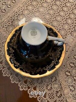 Weimar KATHARINA 20003 Cobalt Blue & Gold Footed TEA/COFFEE Cup & Saucer