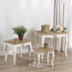 White Shabby Chic Vintage French Style set of 3 coffee table living furniture