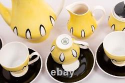 Yellow & brown zig-drops Vintage 5 person Kahla porcelain coffee set Retro