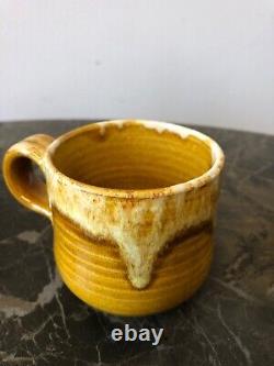 Youghal Studio Pottery, handmade beautiful Tea Set Brown/Yellow Dripware 1970's