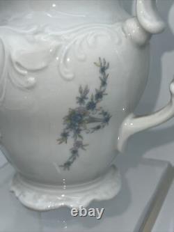 15 pièces ensemble de porcelaine Wawel Vtg fabriqué en Pologne tasses et soucoupes florales violettes sucrier crémier.