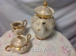 1940 Bareuther, Bavaria Vintage 3pc Set De Café En Crème / Or Beauté Parfaite