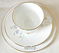 21 Pcs Tea Coffee Set, Vintage Crown Trent Violettes. Porcelaine Fine, Angleterre