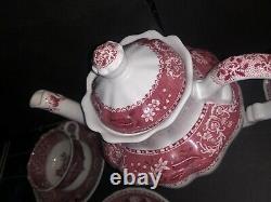 23 Pc Vintage Copeland Spode Camilla Red Victorian Tea Coffee Set Service Pour 9