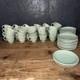 33 Tasses &agrave; Caf&eacute; Et Soucoupes Vintage Woods Ware Beryl Vert Menthe