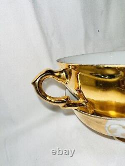 4 Rare Antique Vintage Rosenthal Porcelaine Cup & Saucer Gold Gilt Mint