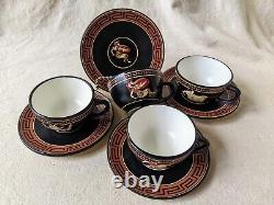 4 Vintage Main Fait Grec Demitasse Tasse À Café Et Saucer Set Warriors