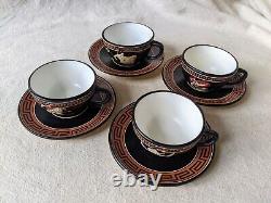 4 Vintage Main Fait Grec Demitasse Tasse À Café Et Saucer Set Warriors