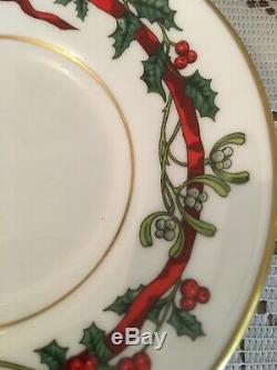 6 Houx Rubans Cans Café Worcester -royal Set Café -vintage Chine Avec Des Arcs