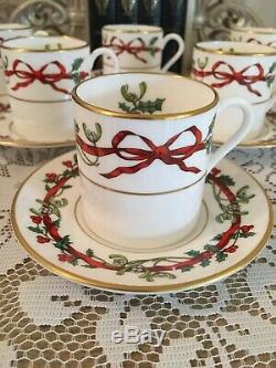 6 Houx Rubans Cans Café Worcester -royal Set Café -vintage Chine Avec Des Arcs